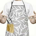 thumbnail image 2 of Light Grey Leaf Like Pattern Apron-Garden Aprons for Women with Pockets-Cotton Linen Waterproof Kitchen Cooking Gardening Aprons Adjustable for Kitchen,Cooking,BBQ and Salon 33x27 Inch, 2 of 7