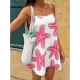 thumbnail image 5 of Pink Palm Tree Print Spaghetti Strap Mini Dress For Women, Casual Summer Vacation Sundress, 5 of 8