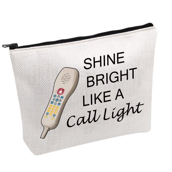 PWHAOO Funny Nursing Cosmetic Bag Gift Shine Bright Like a Call Light Zipper Pouch Bag Nursing Graduate Gift, Shine Bright B