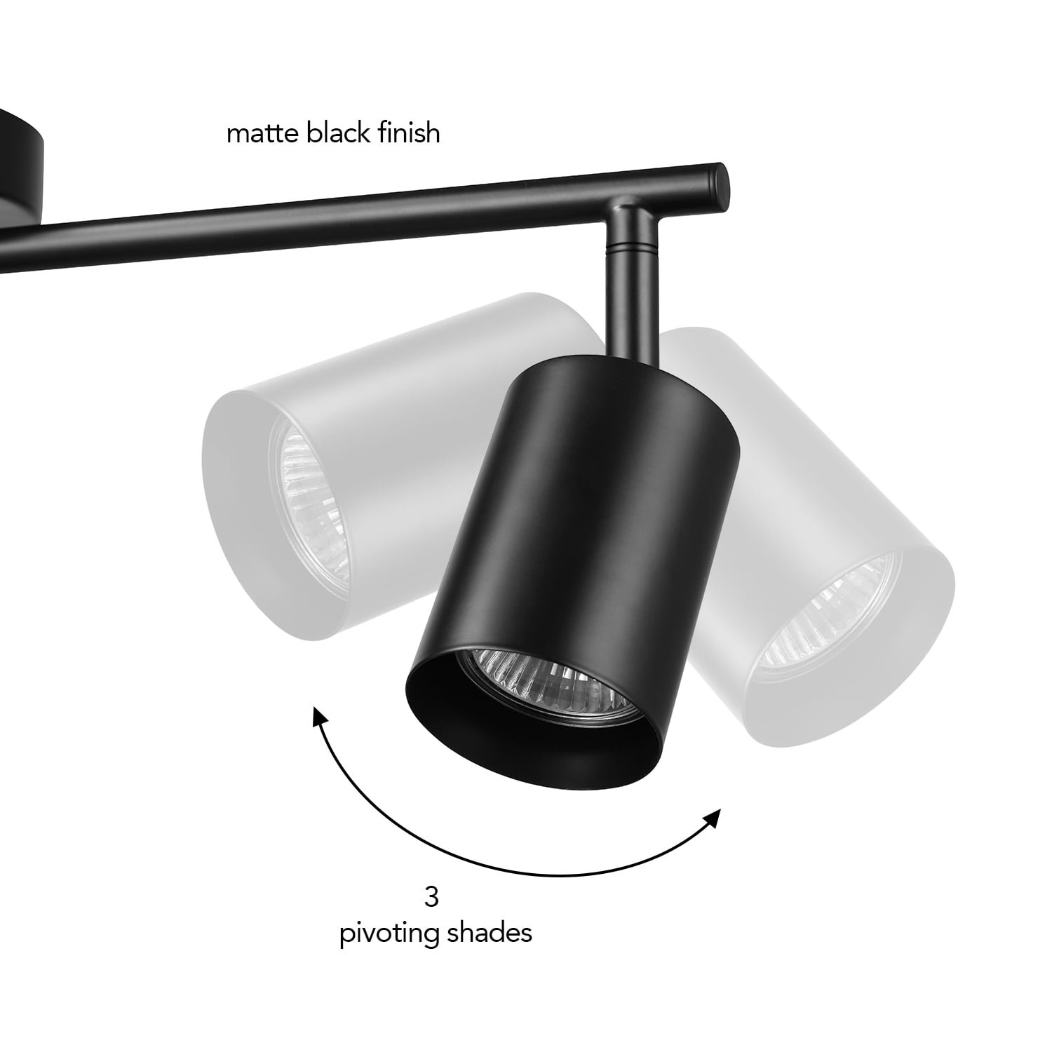 Globe Electric 21" Minimalist 3-Light Matte Black Track Light Pivoting Track Heads