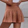 thumbnail image 6 of ZZwxWA Cotton Linen Shorts for Women Trendy Smocked High Waisted Summer Shorts Casual Ruffle Wide Leg Lounge Short, 6 of 6