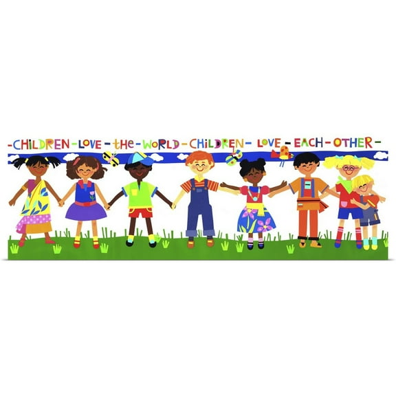 Great BIG Canvas | Rolled Cheryl Piperberg Poster Print entitled Children Love the World