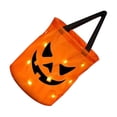 thumbnail image 1 of Kearding Cubo reutilizable para dulces de Halloween con bonito estampado de calabaza, luz LED, cesta para bolsa de dulces de calabaza de Kits de decoración para fiestas naranja rojo 2, 1 of 6