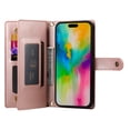thumbnail image 6 of Crossbody for iPhone 12 Pro / iPhone 12 6.1" Phone Case Wallet with Card Slots Zipper Pocket, PU Leather Magnetic Shoulder Strap Purse Cover with Flip Kickstand for Women Girls, Pink, 6 of 10