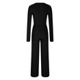 thumbnail image 5 of ZACPNCV Women's Casual Loose Solid Color Linen Shirt Long Sleeved Pants Set Black, 5 of 6