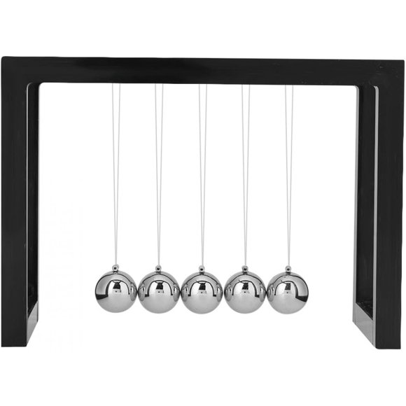 Newtons Cradle Desk Toy, Pendulum Balls Swing, Metal Ball Balance with Plastic Frame Swinging Balls Pendulum, 5 Balls Pendulum Wave Toy(white)