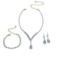 thumbnail image 1 of Nvzi Conjunto de joyería nupcial, collar de cristal, pulsera, pendientes, conjunto para novia, dama de honor, fiesta de graduación, conjunto de joyería, accesorios, B12, 1 of 4