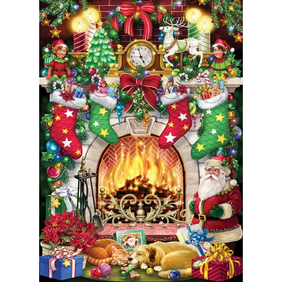 Vermont Christmas Company Christmas Fireplace Jigsaw Puzzle 1000 Piece
