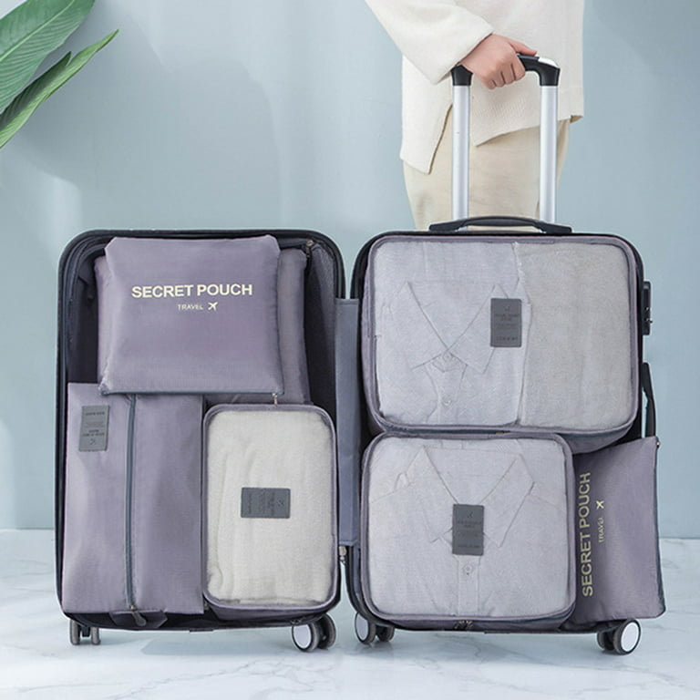 Polyester Grey 6 PCS TRAVEL STORAGE BAG, For Clothes Suitcase