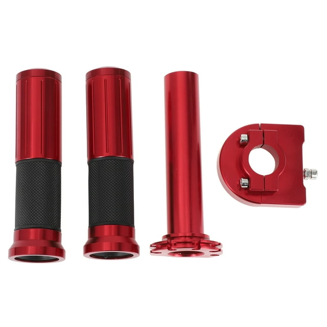 Kit de cubiertas de empuñaduras de motocicleta de 7/8" 22mm 15/16" 24mm, empuñaduras de manillar de aleación de aluminio y goma, rojo, 1 juego, patrón de diamante, patrón de rayas verticales