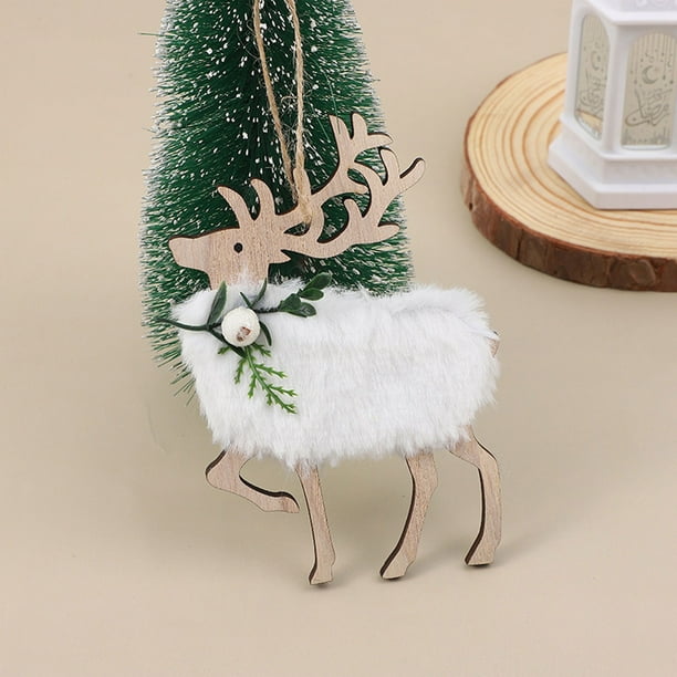 Adorno Navideño de Madera | Adorno de Ciervo Rústico para Colgar | Artesanía de Madera Natural Duradera | Decoración Navideña de Temporada | Decoración Navideña Multiusos para Interiores y Exteriores