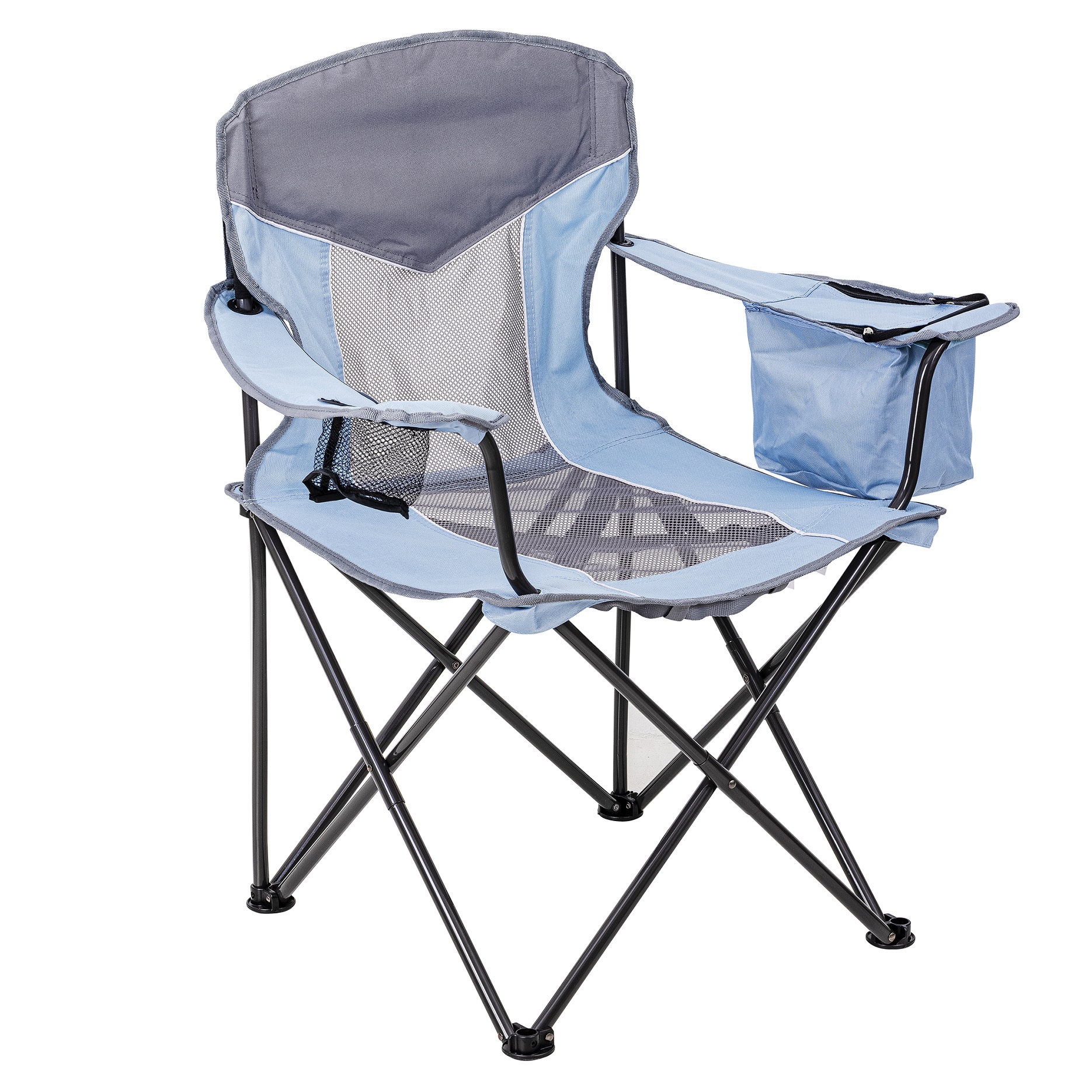 Ozark Trail Oversized Mesh Camp Chair with Cooler, Blue/Aqua and Grey, Adult - image 3 of 9