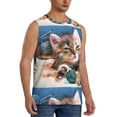 thumbnail image 2 of Bixox Men's Playful Cat Printed Shirt Sleeveless Fitness Tank Top-3X-Large, 2 of 7