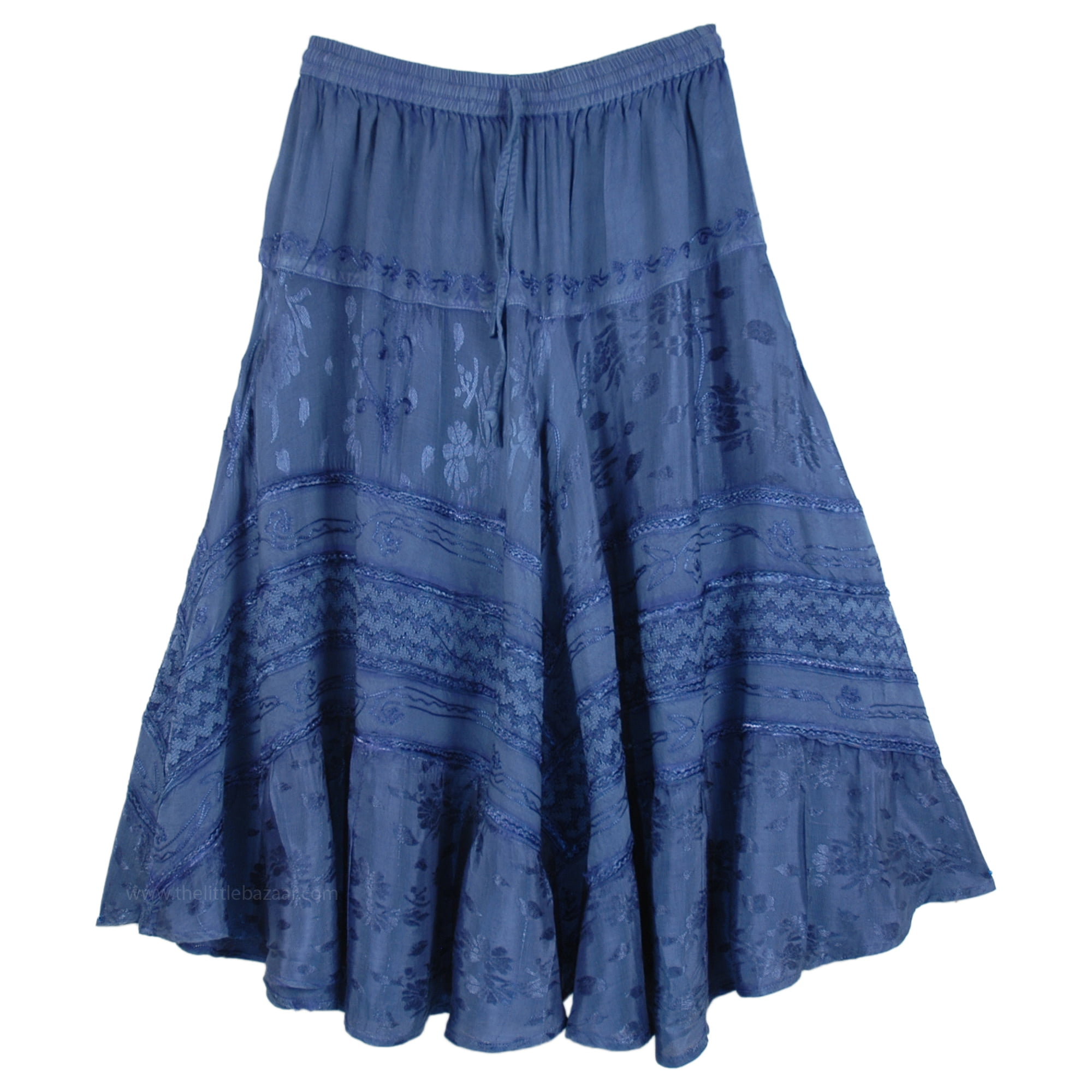 Medieval Midi Length Denim Blue Skirt in Rayon - Walmart.com