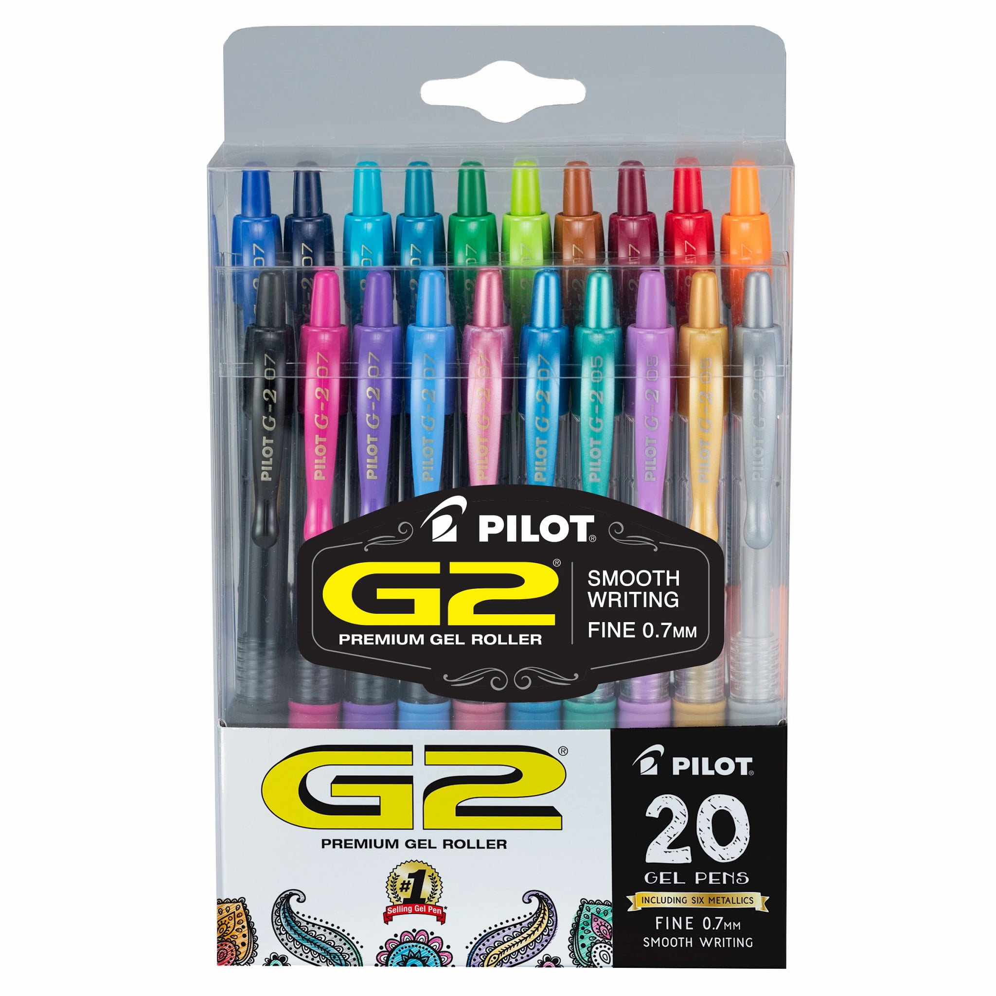 Assorted Color Inks 20-Pack - Limited Edition Fine Point PILOT G2 Premium Refillable & Retractable Rolling Ball Gel Pens 31294 