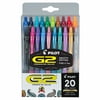 Pilot G2 Premium Retractable Gel Ink Rolling Ball Pen, Fine Point (0.7 mm), Assorted Ink, 20 Count