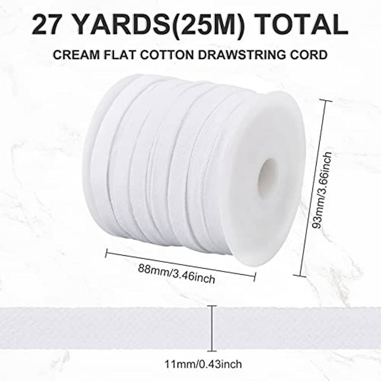27 Yards White Flat Drawstring Cord Double Layer Soft Hollow Cotton Rope  for Garment Accessories