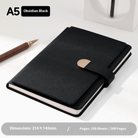 Leather Cover for A5 Notebooks Executive Lined Journal Notebook,College Ruled, A5 Hard Cover Leather-black