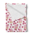 thumbnail image 2 of Cupcake Soft Flannel Fleece Throw Blanket, Doodle Strawberry Baked Goods Butter Cream Desserts Cake Design, Cozy Plush for Indoor and Outdoor Use, 70" x 90", Pink Baby Pink Peach, by Ambesonne, 2 of 5