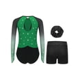 thumbnail image 2 of TSSOE Girls 3-Piece Gymnastic Leotards Gradient Rhinestones Sparkling Ballet Dance Outfit with Shorts Set Green 8, 2 of 7