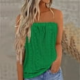 thumbnail image 3 of Otntypg Women's Crochet Tube Tops Cute Summer Solid Color Bandeau Tank Casual Strapless Blouse Off The Shoulder Tunic Shirts Green#01 L, 3 of 6