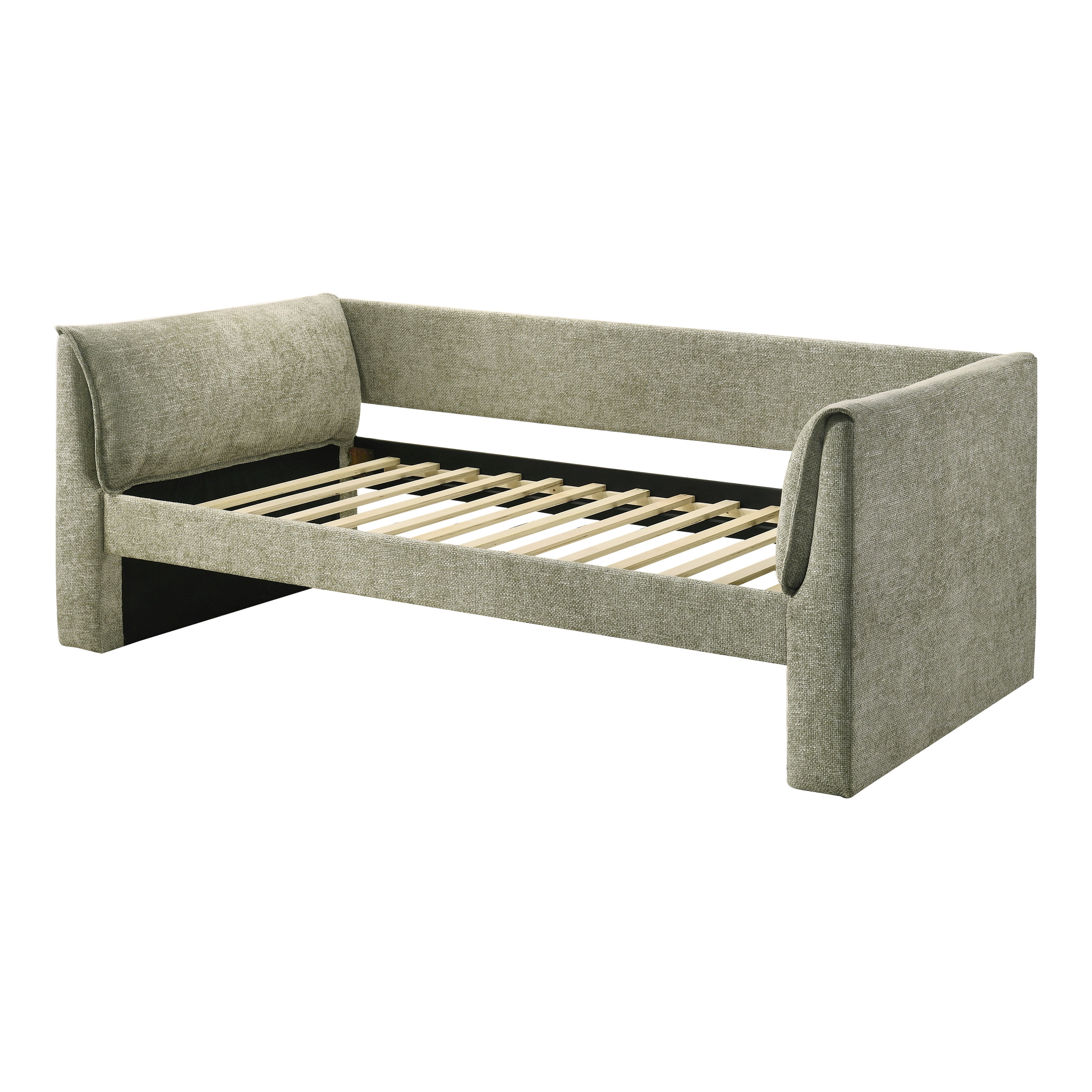Furniture of America Alonsa Fully Fabric Upholstered Track Arm Twin Daybed with Trundle, Light Green