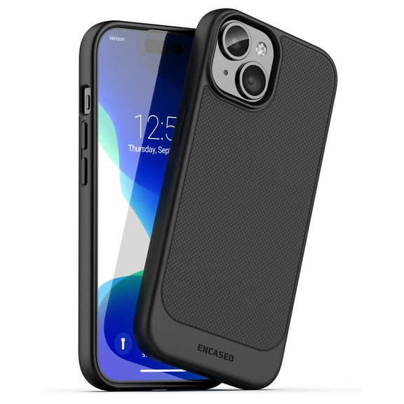 Encased Thin Armor Designed for iPhone 15 Phone Case, Ultra Slim Grip Case (Matte Black)