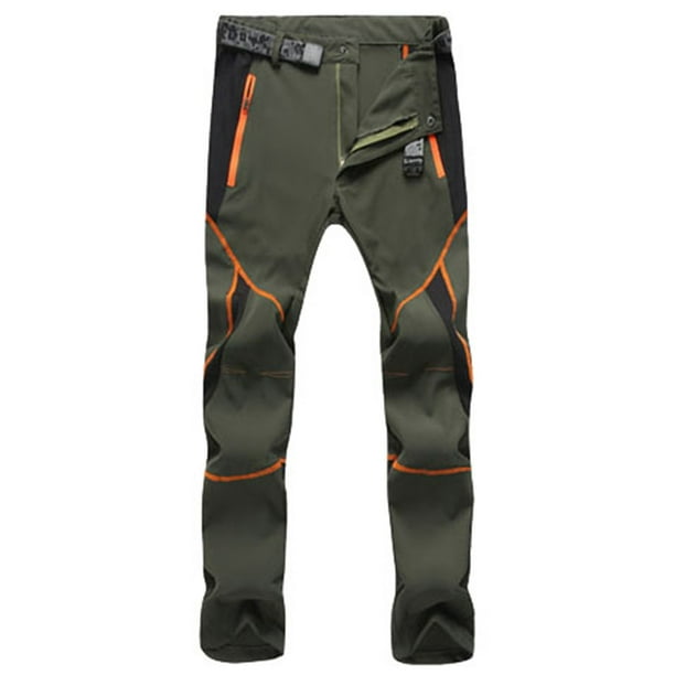 Puntoco Pantalones casuales largos para hombre Pantalones casuales con cremallera y botones para escalada al aire libre de secado rápido con parches para hombre