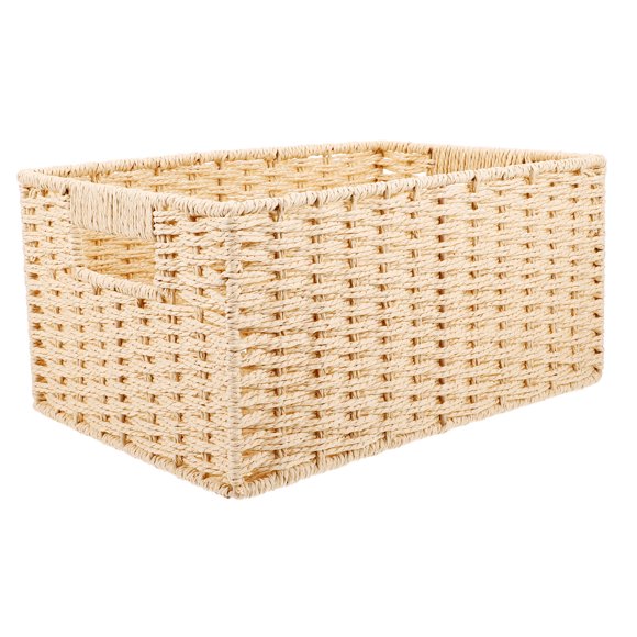 EXHUMKY Organizador De Escritorio Canasta Tejida Beige Para Guardar Utensilios Y Accesorios