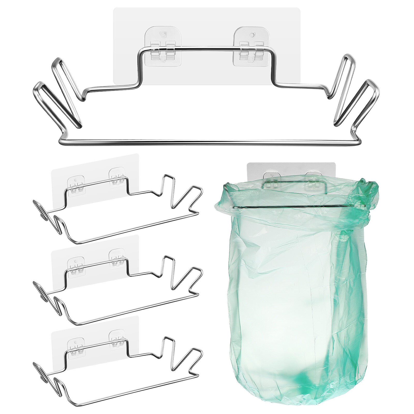 Trash Bag Holder 4 Sets of Stainless Steel Trash Bag Holders with