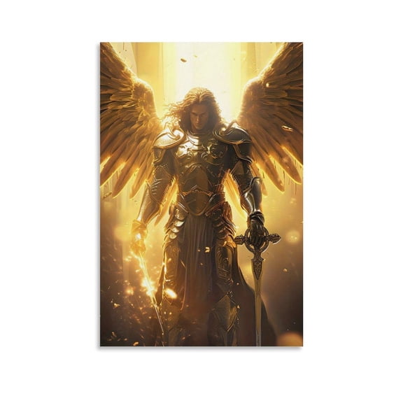 Christian Wall Art Archangel Michael Canvas Painting Print Bible Story Picture Poster Gifts Canvas Painting Poster Wall Art Decorative Picture Prints Modern Decor 12x18inch(30x45cm)