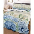 thumbnail image 3 of Quilts Twin Size Bedding Set, Blue Hydrangea Lightweight Quilted Comforter, Spring Summer Eucalyptus Farmhouse Retro Soft Reversible Bedspread Coverlet with Pillow Covers for All Season, 68" x 86", 3 of 7