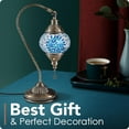 thumbnail image 7 of Yarra-Decor Turkish Moroccan Lamp with Bronze Base 3 Color Options Handmade Swan Neck Tiffany Mosaic Glass Bedside Lamps for Bedroom (LED Bulb Included)(4), 7 of 7