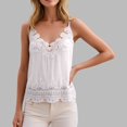 thumbnail image 2 of WEIGFI Womens Tank Tops Sleeveless Elegant Lace Trim Y2K V-Neck Solid Color Summer Casual Wear Comfort Soft Dates Tops,White,One Size, 2 of 4