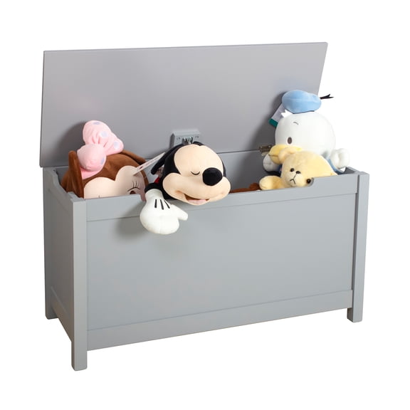 Wooden Toy Chest, Toy Storage Box with Safety Hinged Lid Kids Storage Organizer Bench for Living Room Bedroom and Toddler Room, Gray