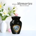 thumbnail image 4 of Sparrow Little Cremation Urns For Ashes Adult Female Mother, Small Urns For Human Ashes Keepsake For Man, Floral Miniature Urn For Mother And Father, Black Mini Urn For Burial In Ground, 3 Inch, 4 of 7