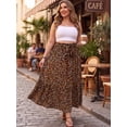 thumbnail image 4 of Cueply Women's Plus Size Casual High Waist Tie Front Long Skirts with Pockets Flowy Summer Pleated Tiered Elastic Skirt, 4 of 9