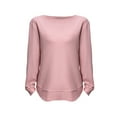 thumbnail image 4 of Holzkary Women's Crew Neck Long Sleeve Shirts Waffle Knit Loose Tops Basic Tees 2025 Casual Comfy Fall Outfits Clothes Side Split Basic Loose Tops 2025 Crew Neck Tops A Little Run Big Pink Xxl, 4 of 6