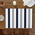 thumbnail image 3 of Minimalist Gray Navy Blue Stripe Placemats Set of 6,Wipeable Washable Table Mats for Dining Tables, Modern Contrast Color Block Place Mats for Kitchen Event Party Tabletop Decor, 3 of 9