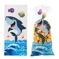 thumbnail image 6 of Cartoon Shark Head Candy Bags for Kids, OPP Flat Pocket Gift Bags for Shark Theme Birthdays and Ocean Parties，A, 6 of 7