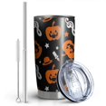 thumbnail image 2 of 20oz Tumblers Musical Halloween Icons Pattern Stainless Steel Vacuum Insulated Double Wall Travel Tumbler Cups Mug with Lid and Straw,Cleaning Brush for Cold & Hot Drinks, 2 of 7