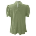 thumbnail image 5 of ZHENHONG T Shirts for Women,Casual Short Sleeve Mock Neck Loose T Shirt Solid Color Drop Shoulder Tops,Green Women Blouses, 5 of 5