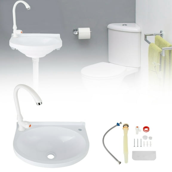 2-in-1 Outdoor Garden Water Fountain and Faucet No-Punch Bathroom Wash Basin