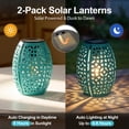 thumbnail image 3 of The Growing Ground 2 Pack Solar Lanterns Outdoor, Hollowed Metal LED Garden Decor Lanterns for Patio Yard Porch, Gifts for Women Mom Grandma, Teal, 3 of 9