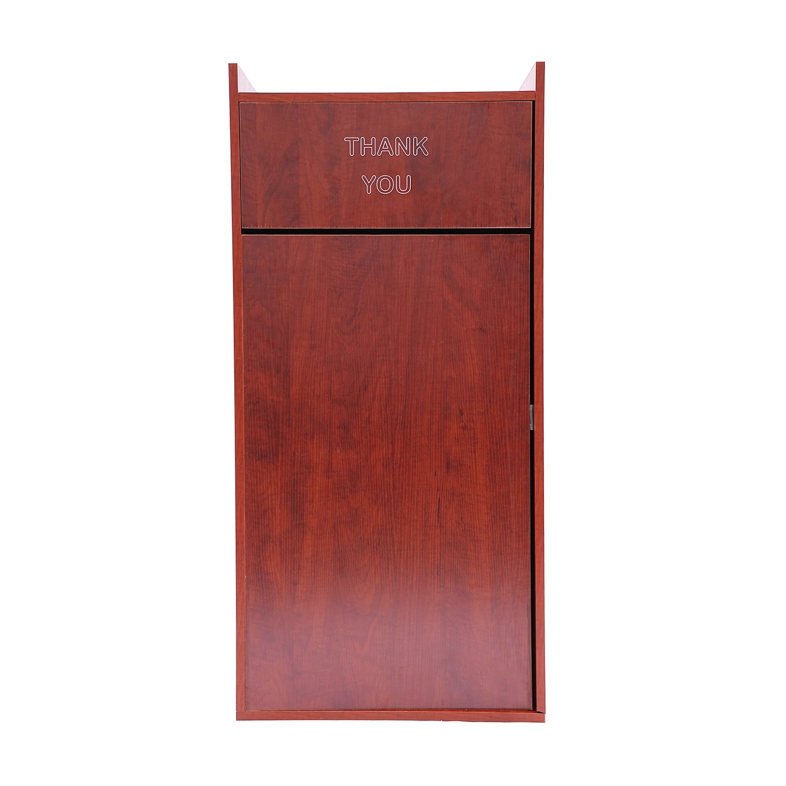 Wooden Trash Can with Tray Top, 30 Gallon Garbage Receptacle Cabinet, Commercial Grade Rubbish Bin for Office Cafeteria Restaurant (Brown)