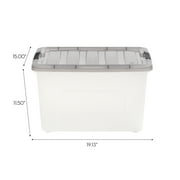 IRIS 40 Qt. Plastic Storage Bin with Lid, Stackable Storage Containers, Tote