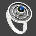 thumbnail image 2 of Blue Fire Labradorite - Madagascar 925 Sterling Silver Ring s.7.5 Jewelry R-1439 SDR244341, 2 of 5