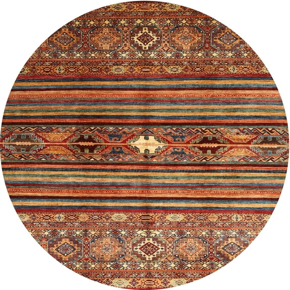 Ahgly Company Machine Washable Indoor Round Contemporary Tomato Red Area Rugs, 4' Round