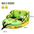 thumbnail image 6 of MaxKare Inflatable Towable Tube for Boating Waterskiing with EVA Foam Seat Pads, Towables for 1-2 Person, Green, 6 of 7
