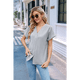 thumbnail image 5 of Camisetas de Mujer con Cuello en V y Botones, Corta, Corte Holgado, Informales, de Verano, Gris , XXL, 5 of 9